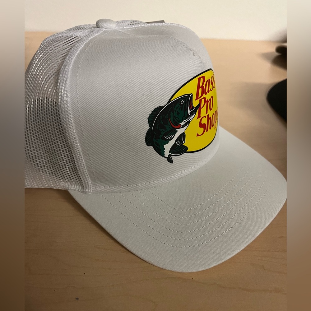 Bass Pro Shop Baseball Trucker Mesh Snapback Hat white classic cap logo - Picture 4 of 4